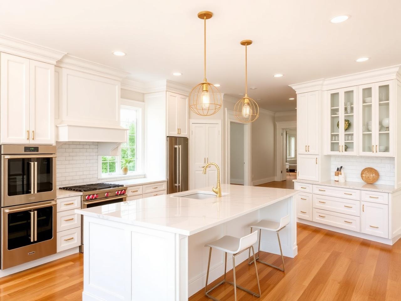 Luxury Fort Collins kitchen remodel after photo with quartz island